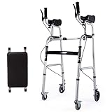 Klappbarer Standard-Gehwagen - 4-Rad-Rollator - Hilfsgehhilfe, Höhenverstellbar und Abnehmbare Armlehnen, Plattformgeher für Senioren und Behinderte