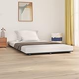 UYSELA Home Sets mit Bettgestell grau 135x190 cm 4FT6 Doppelbett Massivholz Kiefer