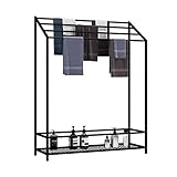 Edelstahl Handtuch Leiter Rack, mit Regalboden Handtuchhalter 4 Tier Handtuch Badezimmer Rack Stand Regal für Badetücher, Handtücher, Waschlappen (Farbe : Schwarz, Größe : 70x25x120cm)