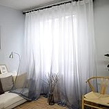 HOTIPS Fenstervorhang mit Farbverlauf für Wohnzimmer, transparenter Stoff, Küche, grüner Tüll, drapiert, Grauer Voile, weiße Behandlung, X-WP185 # 30-Tulle 03,1PC B100CM X H265CM,Pull Plissee Tape