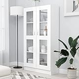 TOYOCC Regale, Bücherregale & Standregale, Vitrine Schrank, weiß, 82,5 x 30,5 x 150 cm, Holzwerkstoff
