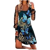 tsaChick Abendkleid Damen Lang Damen Sexy Party Abendkleid Mesh Langarm Bedrucktes Kleid 70 Er Jahre Kleidung Damen Weisse Kleider Damen Sommerkleidung Schicke Kleider Damen