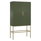 HOMELIV. Riga Barschrank, 90x40x170 cm, in Grün, stilvolle Hausbar im Retro-Stil
