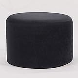 Runder Fußhocker, gepolsterter weicher Sofahocker, Ottomane, waschbarer Pudding-Sitz, tragbare Kinderbank zum Wechseln der Schuhe aus massivem Holz (schwarz)