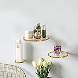 3er-Set Glas Wandregal Gold, Schwimmende Wandregale Mit Rund Design, Goldene Wandregale, Glasregale Lagerregale Für Schlafzimmer, Wohnzimmer, Wohnkultur
