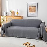 Decke für sofa sitzfläche waffel kuscheldecke Sofadecke Größe 3 Sitze 180 x 300cm Grau
