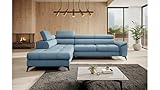 Stylefy Ecksofa Windsor - Polsterecke (HxBxL): 95x222x265 cm - Eckcouch Strukturstoff Chester Blau Links ohne Schlaffunktion
