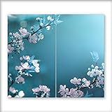 Canvas Fly 30x52 Glas-Herdabdeckplatte für Induktions- & Cerankochfeld, 2-teilig, Universale Küchenarbeitsplatte, Schneidebrett & Kochplatte-Abdeckung Rutschfest, Glasplatte inkl. Silikonnoppen (1)