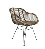 Lycce Rattanstuhl Mars Korbstuhl Retro B-Ware mit Armlehne braun Sitzhöhe 45cm