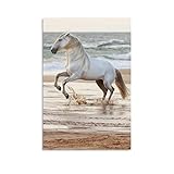 HOWDA Abstrakte Bilder Leinwand strand pferd surfen laufen leinwand poster schlafzimmer dekor sport landschaft büro zimmer dekor geschenk leinwand poster wand Bilder dekor (30x45cm Kein Rahmen)