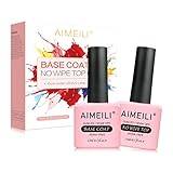 AIMEILI 15ml Base Coat Top Coat UV LED Gel Nagellack Unterlack und Überlack Nägel Gellack Set