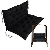 joyvio Dickes Gartenbankkissen, Lange Bankkissenauflage für 2/3-Sitzer, rechteckige, Dicke Bankkissen-Sitzauflage für Schaukel/Terrasse/Fenster/Boden (Color : Black, Size : 40x47in)