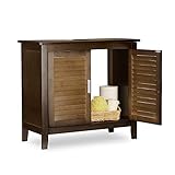 Relaxdays Waschbeckenunterschrank dunkelbraun LAMELL, Badschrank aus Bambus, Waschbeckenschrank, HBT: 60 x 67 x 30 cm