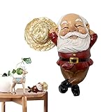 xiaolan Zwerg im Freien Dekoration - Harz Gartenzwerg Statue - Lustige Zwergfiguren mit Gartenstrohhut für Patio im Freien, Rasen, Kunstdekoration