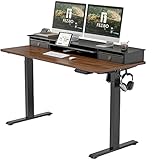 FEZIBO Schreibtisch Höhenverstellbar Elektrisch mit 2 Schubladen, 140 x 60 cm Stehtisch mit Memory-Steuerung, Stehpult Home Office, Antikollisionssystem, Dunkelbraun