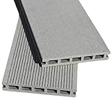 WPC Terrassendielen 22 x 140 mm - Terrassenboden Dielen Komplettset Terrassen-Bausatz mit Unterkonstruktion & Terrassen-Schrauben & Clips - Dielenlänge: 4m, Farbe: Grau | Fläche: 9m²