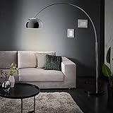 cagü Design Retro Lounge Bogenlampe LUXX Chrom glänzend mit Marmorfuß Schwarz 170-210cm Höhe verstellbar