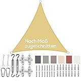 Aiyaoo Sonnensegel 6x6x6m Wasserdicht Dreieck Gleichseitig im Viele Größe und Farben, mit Befestigungs Kit PES Polyester, Sonnenschutz 95% UV Schutz, Reißfest Wetterfest für Terrasse Garten- Beige