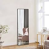 Boromal Standspiegel mit Schwarz Metallrahmen, 160x40cm Standspiegel Spiegel Groß Wandspiegel Schwarz, Bodenspiegel für Schlafzimmer, Wohnzimmer, Flur und Garderobe