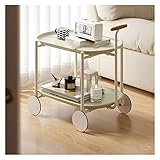 Rustikaler Beistelltisch Kleiner Barwagen for Zuhause, 2-stöckiger Snack-Rollwagen mit Rädern, Nachttisch-Aufbewahrungswagen, Couch-Beistelltisch, Beistelltisch for Wohnzimmer, Küche, Schlafzimmer Run