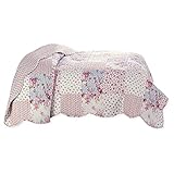 Delindo Lifestyle® Tagesdecke Patchworkdecke Rosen im Landhausstil, Bettüberwurf im Patchwork Design, 140x210 cm