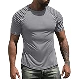 DAIFINEY Herren Kurzarm lässiges schlankes T Hemd O Ausschnitt Basisarm Falter Muskel Workout Top Analoge Watch