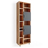 Vicco Badschrank Ilias 190 cm - Badezimmerschrank Hochschrank Bad Schrank Badregal (Eiche Anthrazit)