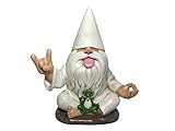 GlitZGlam Rockerzwerg George mit Zen-Frosch - Dieser Gartenzwerg kombiniert Ruhe, Frieden und Rock'n'Roll für Ihren Feengarten