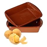 MamboCat Auflaufform Tonware I 2er Set I 4 x 20 x 14,5 cm I 350 ml I Mediterran I Glasiert I Unikat Handarbeit I Antike/Vintage I Mittelalter I Wikinger