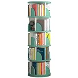 WOLWES Drehbares Bücherregal, 360-Grad-Stehregal, Aufbewahrungsregal, Einfach Zu Montierendes Bücherregal Für Das Heimbüro, Für Das Kinderzimmer, Wohnzimmer, Arbeitszimmer White+Green,46 * 157cm