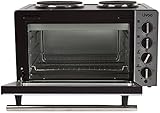 Minibackofen mit Herdplatte 30 Liter Mini Backofen Heißluft 3300 Watt (Miniofen mit Kochplatte, 5 Funktion, Pizzaofen, bis 230°C, Konvektionseinstellung)