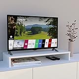 Henor TV-Ständer aus Holz, TV-Bildschirmerhöhung, 85 x 35 x 12 cm, TV-Möbel, belastbar bis 50 kg, Weiß