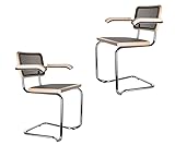 Togo 2er Set Freischwinger Besucherstuhl mit luftdurchlässigem Meshgewebe Buche Natur/Chrom