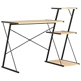 TEKEET Wohnmöbel Schreibtisch mit Ablage Schwarz und Eiche 116x50x93 cm Größe