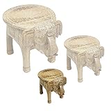 Oriental Galerie Rundhocker Mini Holzhocker Elefanthocker Blumehocker Elefant Hocker Holz Mangoholz Natur 25 cm Klein