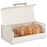 mDesign Brotkasten aus Metall – stilvolle Brotbox im Vintage-Style – Aufbewahrungsbox mit Deckel für Backwaren und vieles mehr – cremefarben