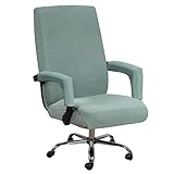 RUYICZB Stretch-Bürostuhlbezüge mit hoher Rückenlehne, Computerstuhlbezüge, Jacquard, abnehmbar, drehbar, dehnbar, widerstandsfähig, für Schreibtisch, Boss, Sessel, Stuhlbezug, Schonbezug,Grün,L