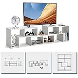 COSTWAY Fernsehschrank Holz 3-teilig, Frei Kombinierbar, Fernsehtisch für TVs bis zu 65', Eckregal Ausziehbar, TV Lowboard TV Schrank, Multifunktionaler Bücherregal, Aufbewahrungsregal (Weiß)