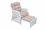 ALIDAM Rattansessel Gartensessel Rattansessel Rattansessel weiß Relaxsessel Fernsehsessel Korbsessel Fußstütze modern Design Balkonstuhl Garten MöBel Gartenlounge Rattansessel