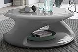 SalesFever Stilvoller Couchtisch Izan | Hochglanz Grau | rund | aus Fiberglas | BxTxH 80 x 80 x 33 cm
