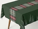 FRANK FLECHTWAREN Tafeldecke Karo-Grün, 70% Polyester, 30% Baumwolle, aus Recyclingfasern Maße: 140 x 240 cm