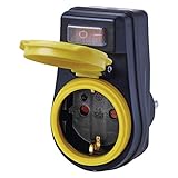 EMOS Outdoor Steckdose mit Schalter, IP44 wasserdichter Steckdosenadapter Schuko mit Schutzkappe für Außenbereich