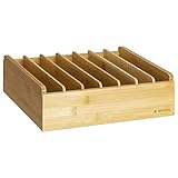 Navaris Deckelhalter aus Bambus - 7 Fächer verstellbar - Aufbewahrung für Deckel - Küchen Organizer - Halter für Schubladen - Ordnungssystem natur