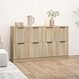 Tidyard 2 STK. Sideboard Kommode Anrichte Schrank Mehrzweckschrank Beistellschrank Standschrank Holzwerkstoff Sonoma Eiche 60x30x70 cm