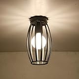 Deckenlampe Metall Vintage Led Deckenleuchte Schwarz Eisen Käfig, Retro Industrie Pendelleuchte E27 Runden für Küche Schlafzimmer Balkon Bar Wohnzimmer Schlafzimmer Gang Flur Esszimmer Cafe