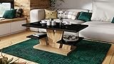 Design Couchtisch Viva Tisch Wohnzimmertisch 110x60x45 cm Ablagefläche, Farbe:Schwarz Hochglanz - Eiche Gold Craft