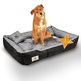 Hossi's Wholesale – Hundebett Prestige + 2 extra Kissen – Hundekörbchen wasserabweisend & abwaschbar – Hundekissen mit erhöhten Rändern für kleine bis große Hunde – Made in EU (115 x 95 cm | Grau)