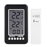 Digitales Temperaturmessgerät, LCD-Digital-Innen-Außen-Thermometer, Uhr, Temperaturmessgerät, Kabelloser Sender