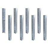 Wickey SolidLock Winkelanker aus feuerverzinktem Stahl für Spieltürme, Schaukeln, Stelzenhäuser - 8er-Set Anker inklusive Schrauben - Bodenanker, Erdanker 500x45x45 mm