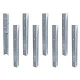 Wickey SolidLock Winkelanker aus feuerverzinktem Stahl für Spieltürme, Schaukeln, Stelzenhäuser - 8er-Set Anker inklusive Schrauben - Bodenanker, Erdanker 500x45x45 mm